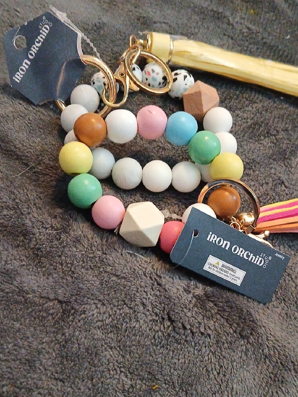 Iron Orchid Multicolor Beaded Keyring & Card Holder Bracelet